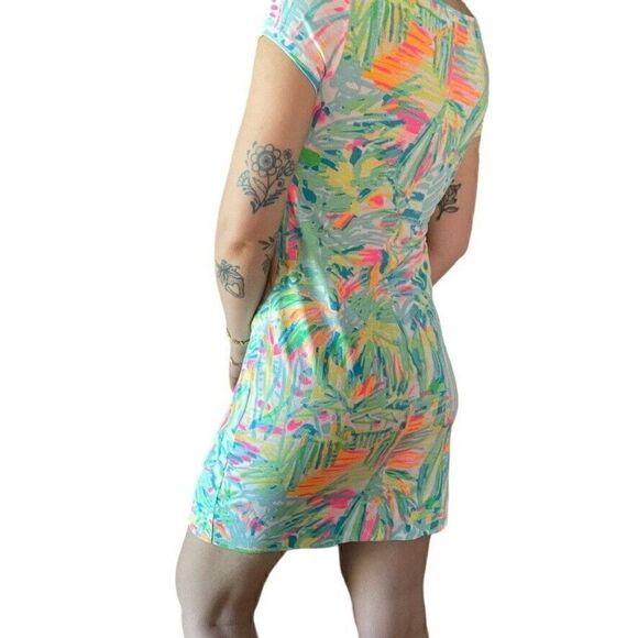 Lilly Pulitzer Womens Neon Floral 100% Pima Cotton Mini Beach Summer Dress XS - Picture 6 of 6